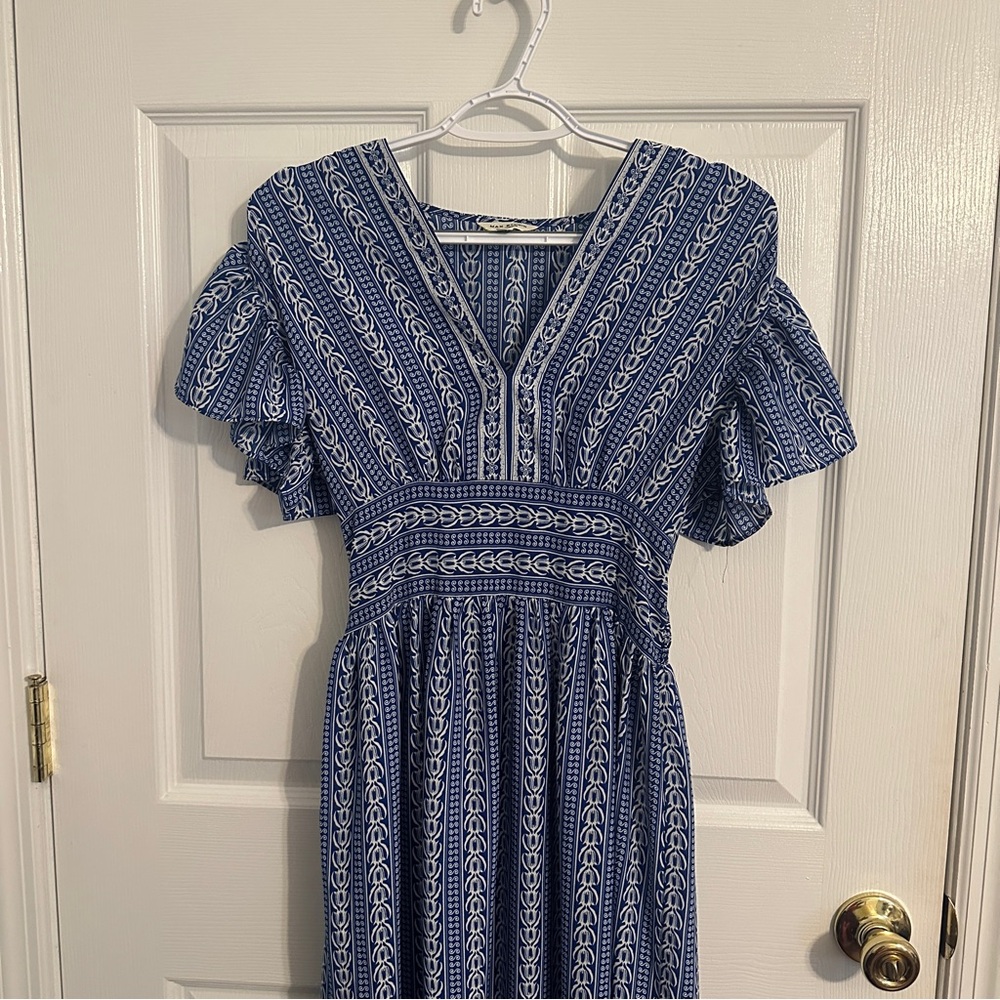 Max Studio Navy and White Maxi Dress